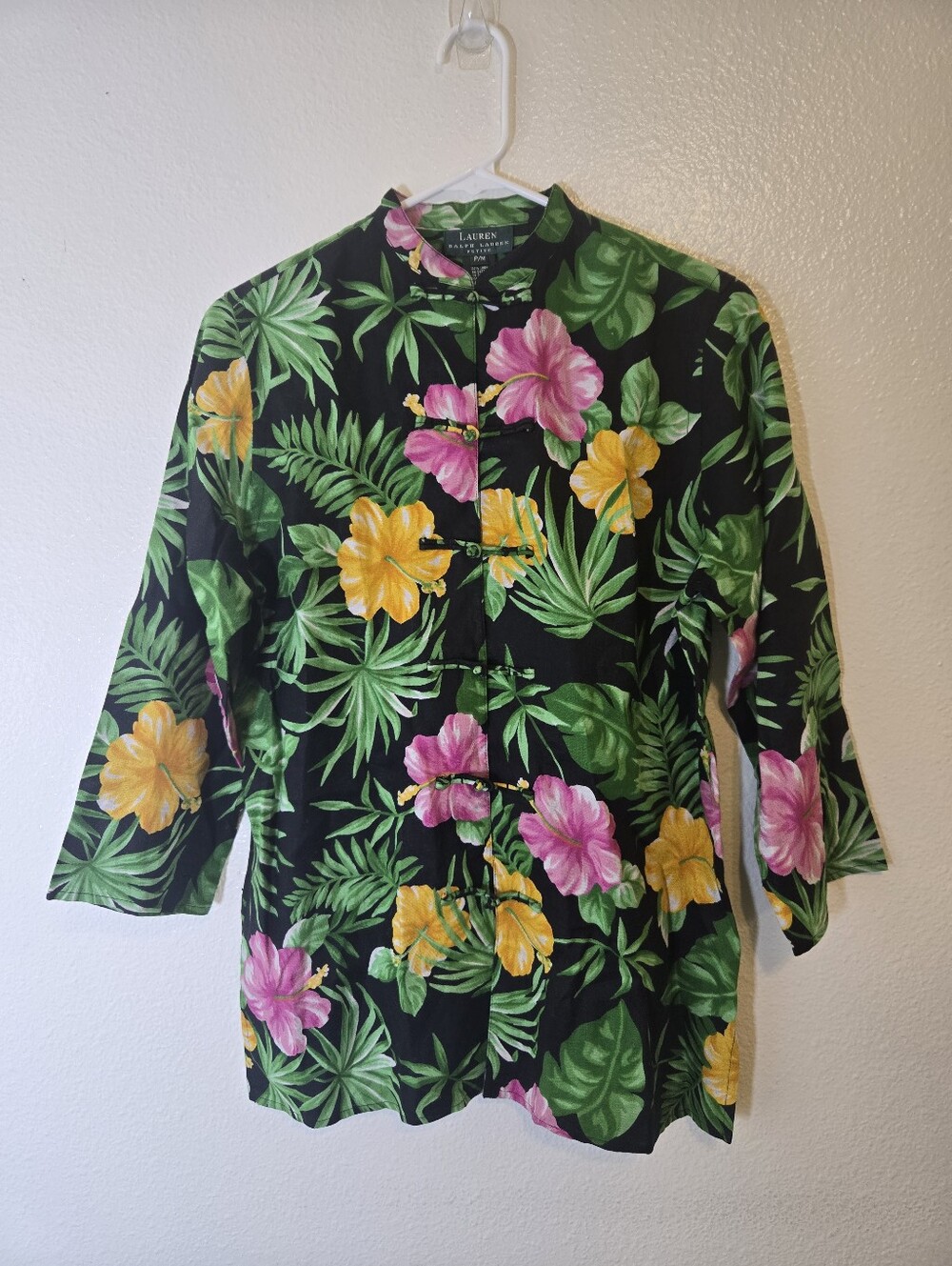 Lauren Ralph Lauren Linen Petite Medium Hawaiian Shirt